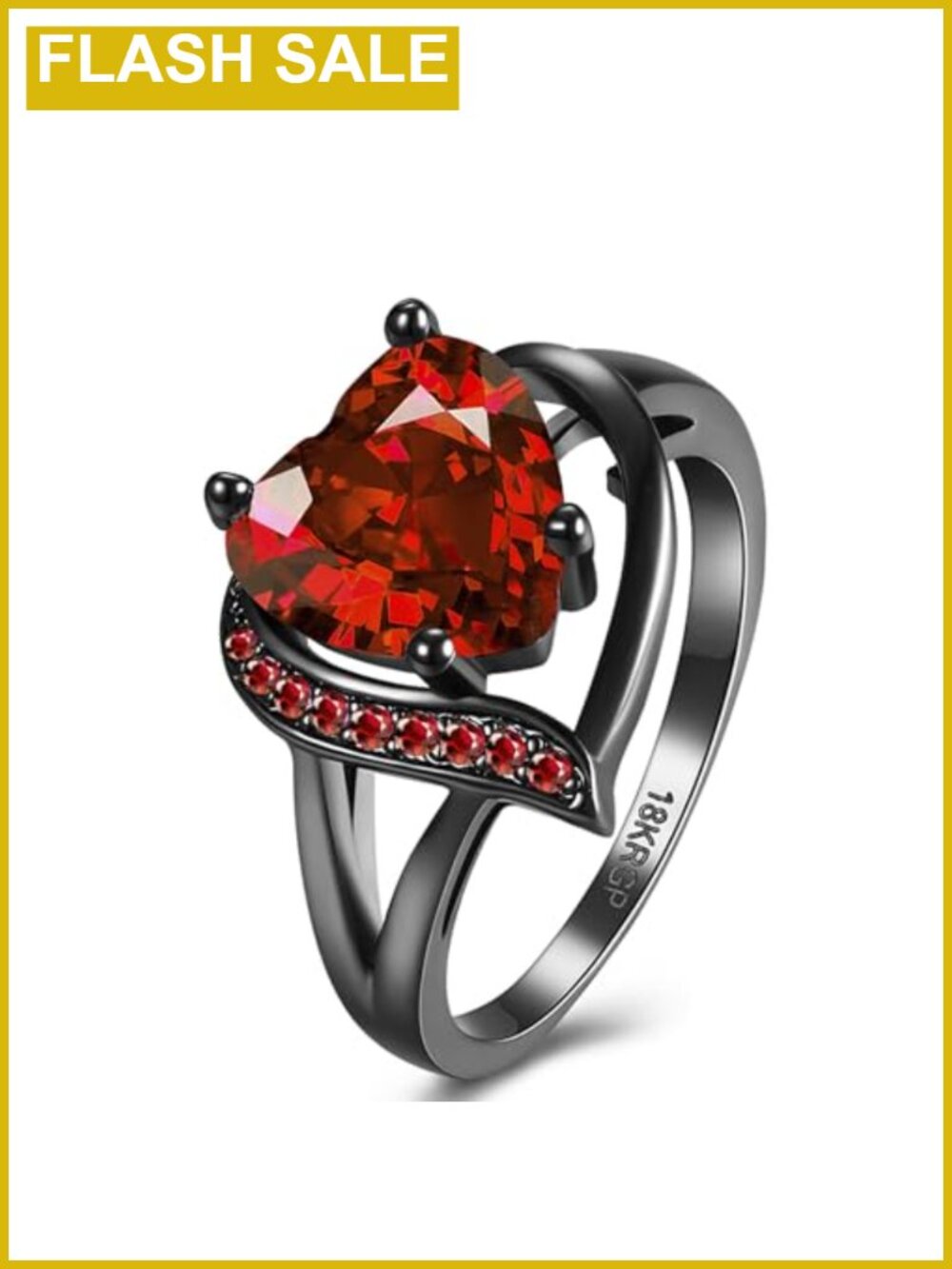 18K Black Gold Plated Copper Heart Promise Ring Gothic Statement